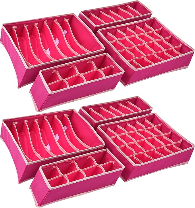 Dresser Drawer Organizer 8 Pack Clothes Underwear Sock Storage Magenta Drawer Dividers Grey Foldable Closet Organizer Storage Box Dresser Drawer Organizers