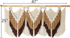 IOWER Macrame Wall Hanging Boho Wall Hanging Brown Dorm Wall Decor Craftsmanship Handmade Tassel Knotting Boho Fiber Art Home Room Decor 47" W x 25" L