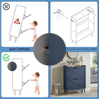 Shoe Storage Cabinet,Farmhouse Shoe Organizer with 2 Flip Drawers & Barn Door Design,Freestanding Hidden Slim Narrow Shoe Rack Cabinet for Entryway,Foyer,Hallway,Navy Blue