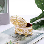 Hipiwe Vintage Metal Jewelry Box - Oval Trinket Organizer Ring Box Case with Rose Pattern Jewelry Storage Box for Ring Earrings Necklace, Gift for Women