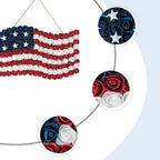 Idyllic 4th of July Wreath Patriotic Independence Day Wreath for Front Door, 17 * 11Inch Window Wall Patio Decoration Memorial Day Americana with Red White and Blue American Flag