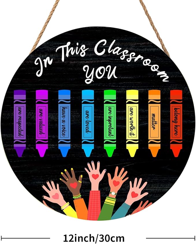 Welcome Sign for Classroom Door Decorations In This Classroom Welcome Door Hanger Sign Teacher Wooden Sign 12”x12” Classroom Welcome Door Sign for Elementary School Teacher Supplies