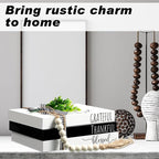 Capoda 3 Pcs Decorative Books for Home Decor Farmhouse Faux Stacked Books Wooden Rustic Table Decor with Bead Garland Twine Ribbon Faux Leaf for Table(Classic)