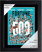 Creative Picture Frames 11.25 x 14 Magazine Frame with Full-Strength Glass, Holds Up To A 1/4" Thick Media with Installed Hangers for Easy Mounting, 12x15 Black Frame with Black Mat