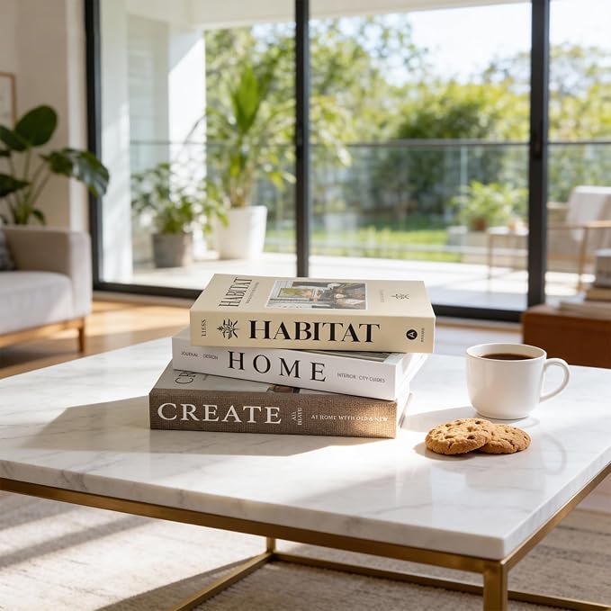 3 PCS Faux Decorative Books for Home Decor-Coffee Table Books Decor-Aesthetic Fake/Faux Books for Decoration,libros Decoration for Coffee Table, Shelf Accessories (3-Home Create Habitat)