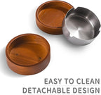 Wooden Ashtray with Lid for Smokers Stainless Steel Liner Ash Tray Windproof Durable Easy to Clean Cool Ashtrays for Indoor or Outdoor Use, Patio, Office & Home (Red)