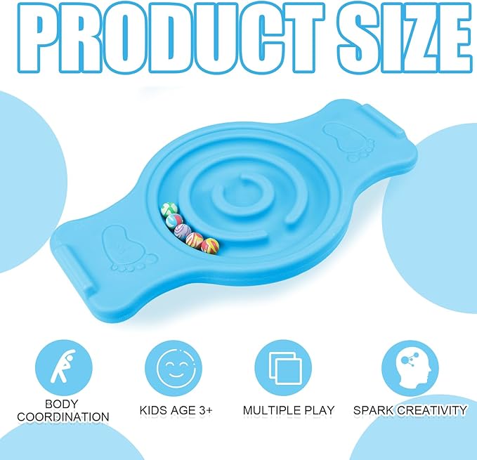 Maze Balance Board for Kids Plastic Wobble Rocker Balance Board with Mini Balls Load 220lb Balance Game with Handles for Toddler Balancing Exercise Equipment Game, 24.5 x 11.8 Inch