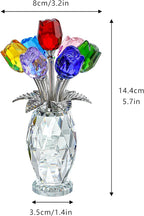 H&D HYALINE & DORA Colorful Crystal Rose Figurine - Rose Flower Gifts for Women - Wedding Party Collectible Figurines - Gift Box Included