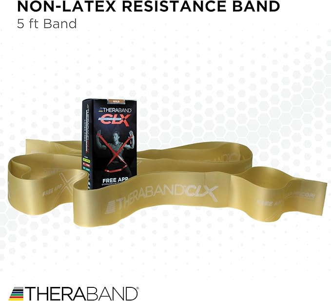 THERABAND CLX Resistance Band with Loops, 5-Foot Non-Latex Exercise Band for Mobility, Rehab, Stretching & Home Workouts, Color-Coded Resistance Levels