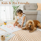 Lahome Abstract Washable Rugs 5x7, Non Slip Soft Living Room Rugs Ultra-Thin Rainbow Bedroom Rug, Non Skid Rug Backing Accent Carpet for Dining Room Office(5'x7',Orange)