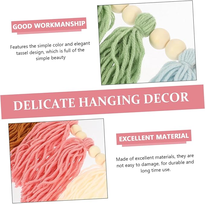 ORFOFE Handmade Bead Yarn Tassel Wall Pendant Chic Decorative Wall Decor for Home Elegant Indoor Adornment Versatile Hanging Decor for Housewarming