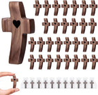 30-Pack Wooden Cross Fidget, Handmade Pocket Wood Crosses, Cross My Heart | Encouragement Gift, Relieve Anxiety for Yourself, Inspirational Easter Gift for Christian Faith, Prayer, Father Day Gifts