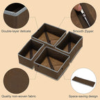 uxcell 1 Set Foldable Cloth Storage Box, 6 Slots Fabric Socks Underwear Drawer Dividers Organizers Baskets Bins for Clothes Socks Scarves Ties, Coffee