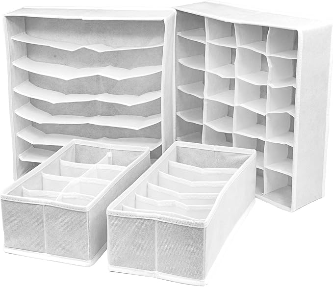Sorbus® Set of 4 Foldable Drawer Dividers, Storage Boxes, Closet Organizers, Under Bed Organizer (White)