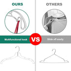 Quality Clear Hangers 12 Pack - Crystal Hangers for Clothes - Durable Plastic Hanger Set - Invisible Dress for Suits - Heavy Duty - Nonslip Coat and Shirt (Clear, 96 Pack)