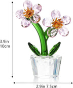Pink Crystal Peach Blossom Flower Figurine 3.9‘’*2.9‘’ Elegant Tabletop Flower Ornament Collectible Home Decor Centerpiece