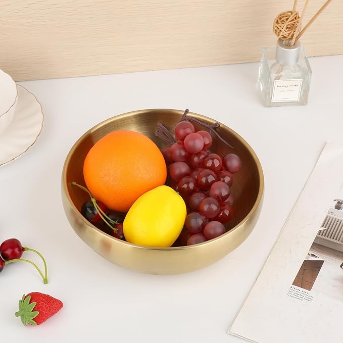 7.4 Inches Key Bowl for Entryway Table Decorative Bowl Key Dish for Organizing Tabletop Catch All Gold Fruit Bowls for Kitchen Counter, Coffee Table