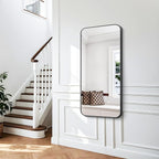 BONEWEI 24x48 inch Bathroom Mirror,Black Rectangle Mirror,Wall Mounted Bathroom Frame Vanity Mirror with Round Corner for Bedroom Living Room, Entryway Hangs Horizontal or Vertical