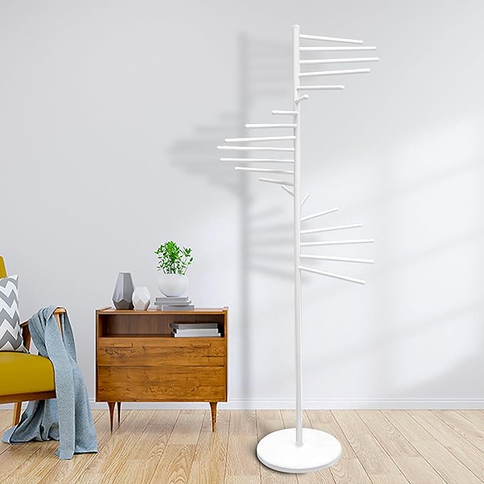 Royxen Scarf Organizer 20 Tiers, Scarf Display Stand with Spiral Design,Hijab Organizer 60" Height, Purse Holder, Scarf Holder Racks for Clothing Store, Home (White)