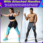 Leyndo 5 Pcs Exercise Resistance Bands with Handles Physical Resistance Tube Workout Bands with Door Anchor for Men Women Muscle Toning Strength Training