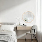 White Irregular Mirror, Wall Mounted Wavy Circle Mirror Wood Frame Round Hanging Decorative Mirros for Entryway Living Room Vanity and Bedroom, 20 Inch Home Decor
