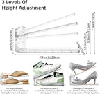 Shoe Slots Organizer,Elephant Shoe Rack Stable and Thick,Clear Shoe Stacker with 3 Adjustable Level for Sneakers Display (Transparent - Silver, 20Pack)