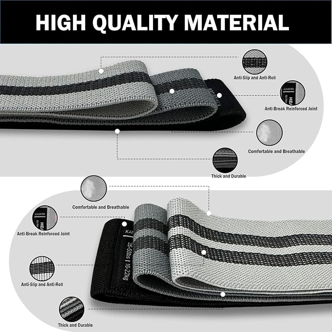 Long and Short Fabric Resistance Bands with Door Anchor, Non-Slip Stretch Booty Bands for Working Out Women & Men, Loop Exercise Elastic Bands for Home Physical Therapy Yoga Pilates