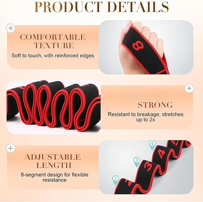 Fitness Resistance Band for Stretching and Yoga,8-Section Elastic Training Bands,