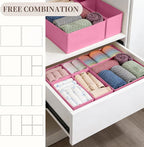 Drawer Organizer Clothes, 16 Pack Dresser Organizer Bins, Foldable Closet Organizers and Storage Fabric Dresser Bins, Shallow Drawer Dividers for Clothing, Underwears, Socks, Tie