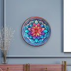 Decorative Plates, Mandala Flower Glass Painting Ceramic Dinner Plate Home Wobble-Plate with Display Stand, Wall Hanging Decor for Dining Room Kitchen Household 7 Inch, Gifts for Family Friends