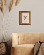 VIYYIEA Vintage Gold Framed Wall Art, Sketch Birds Canvas Painting, Cute but Exquisite Wall Decor, No Glass No Glare, Suitable for Bedside Tables, Foyer, Bookshelves,【Hummingbird】-10L x 8W
