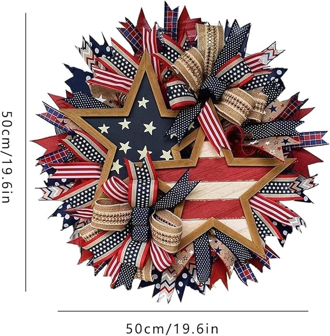 250th Anniversary Patriotic Wreath, 4th of July Wreath for Front Door, Patriotic Wreath Handmade Eagle Wreaths, Memorial Day Home Decoration for Indoor and Outdoor (B)