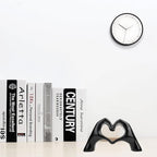 Small Heart Hands Sculpture Decor for Living Room Bedroom Bookshelf Coffe Table and Office Display, Love Finger Statue Modern Aesthetic Home Decor, Unique Gift for Wedding Christmas Birthday (Black)
