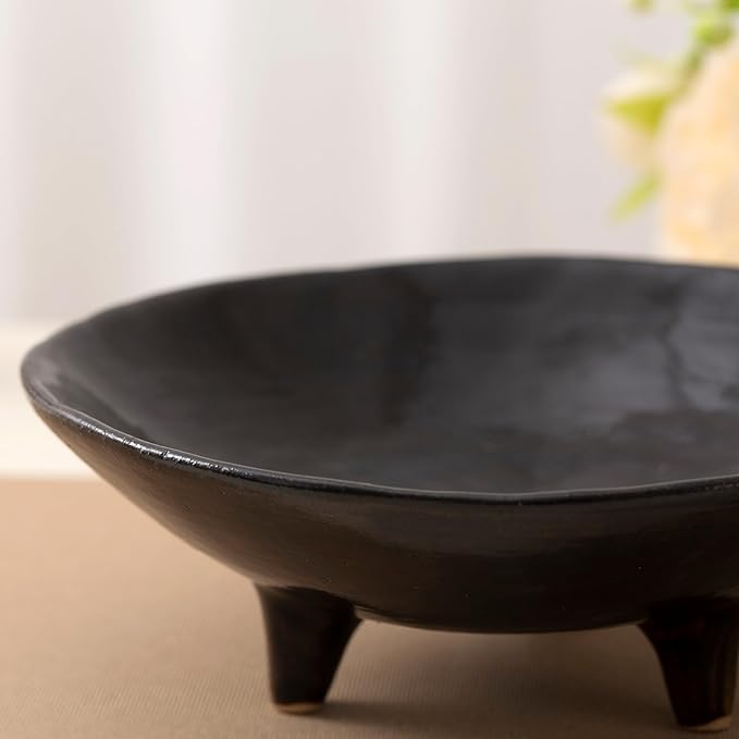 6" Decorative Bowl, Multi-Purpose Black Decorative Bowls for Keys, Candy and Home Decor, Small Ceramic Bowl