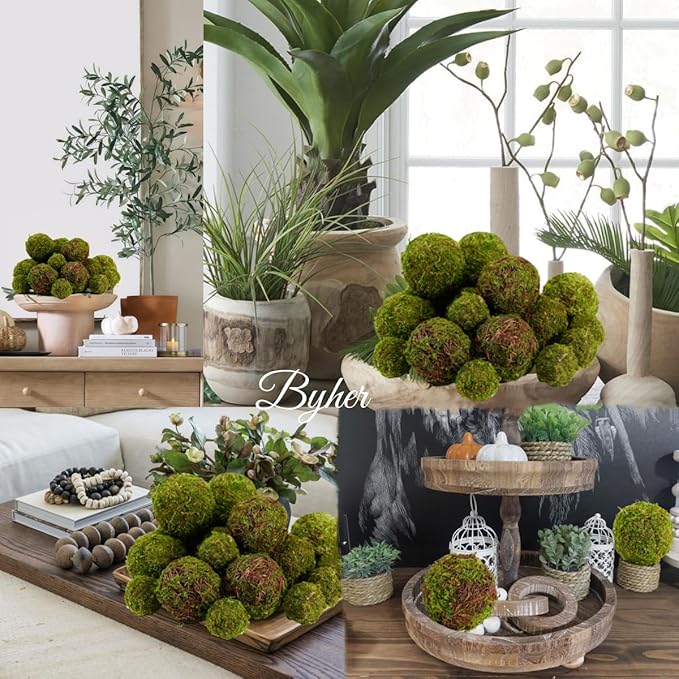 Decorative Moss Balls Set - 18pcs Fake Moss Balls for Bowl Fillers, Centerpiece Decor, Home Decor, Vase Fillers, Wedding Decor, Table Arrangements, Coffee Accents, DIY Crafts (Mix-Set of 18)