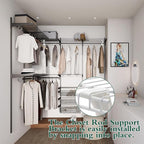 4Pcs Hanging Closet Rod Support,3/4 Closet Shelf Rod Holder,Sturdy J-Shaped Closet Brackets for Hanging Clothes,Cabinets Storage and Curtain