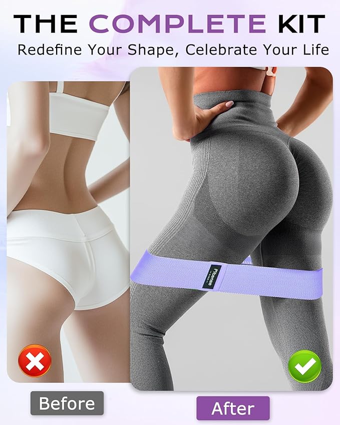 Fabric Resistance Bands for Working Out - Booty Bands for Women Men with Workout Bands Guide, Exercise Bands Resistance Bands Set for Leg, Butt, Glute Bands for Home Gym Fitness, Yoga, Pilates