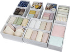 Drawer Organizer Clothes, Foldable Fabric Dresser Organizer Closet Organizers and Storage Box for Underwear,Folded Clothes,Baby Clothing,Socks,Bra,Towels,Ties(6M+6S,White)