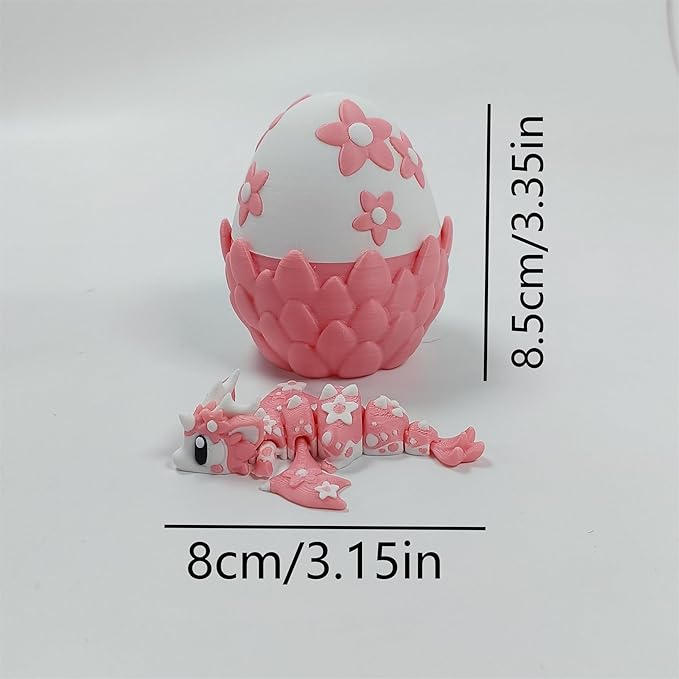 Enchanted 3D Egg with Miniature Inside - Handcrafted Printed Collectible | Fantasy Decor & Gift (Cherry Blossom Dragon & Egg (Box))