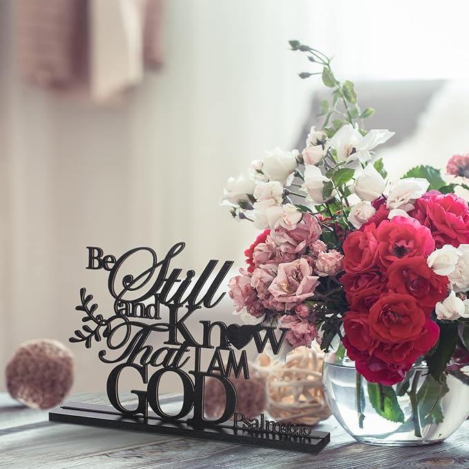 Jetec I Still Remember The Days I Prayed Sign Inspirational Table Blessed Signs Motivational Decor Farmhouse Table Home Centerpieces Faith Wooden Shelf for Living Room Office(Be Still)