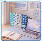 AmazingSpark Set of 4 Coastal Magazine Holder Decorative Foldable Magazine Storage Boxes with Acrylic Label Holders Coquettish Boho Organizer for Office Home Organization Storage