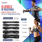 Pull Up Bands, Resistance Bands Set with Door Anchor, 5-Level Pull Up Assistance Bands for Working Out, Workout Bands for Home Gym - Get Free A.I. Workout Plan