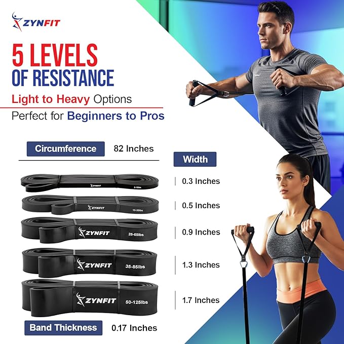 Pull Up Bands, Resistance Bands Set with Door Anchor, 5-Level Pull Up Assistance Bands for Working Out, Workout Bands for Home Gym - Get Free A.I. Workout Plan
