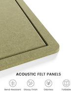 Fluxynara Bulletin Board, 23.6" x 17.5" Cork Board Alternative with 12 Safe Removable Adhesive Tabs, Foldable Felt Pin Board for Home Office, Classroom, Bedroom,Entryway for Walls—Olive Green