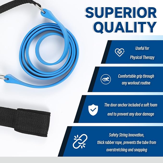 Exercise Bands with Handles, Resistance Bands with Handles, Ideal for Physical Therapy, Strength Training, Muscle Toning - Door Anchor and Starter Guide Included