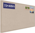 Large Bulletin Board - 72 X 48 inches Cork Board with 30 Pushpin, 6' x 4' Cork Board for Walls Pin Board, Self-Adhesive Felt Board Vision Board Foldable Photo Board for Wall (Beige Brown)