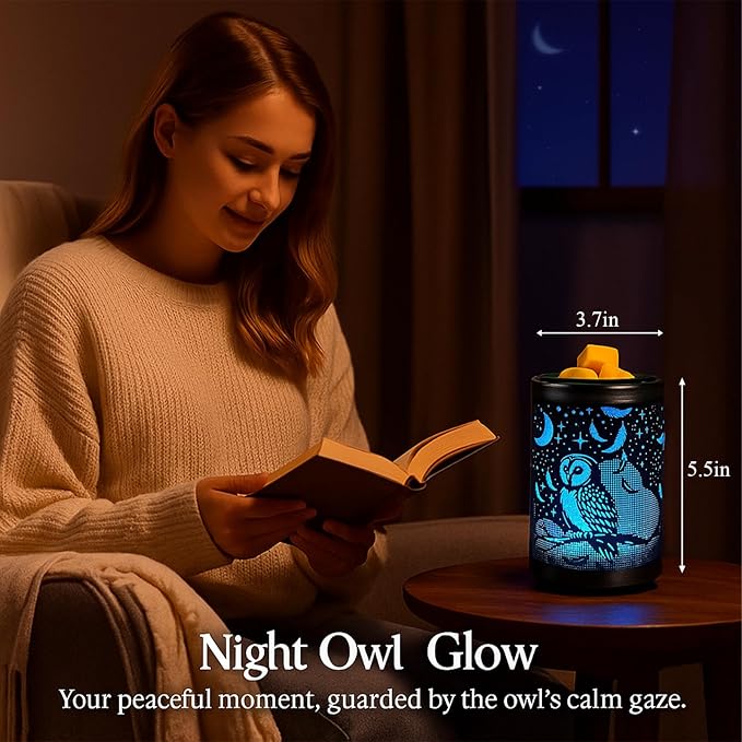 Leyoue Electric Wax Melt Warmer PTC Heating Plate with 7 Colors LED Changing Light Wax Warmer Fragrance Warmer for Home Office Gifts & Decor(Owl)