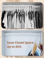 HOUSE DAY Closet Organizers and Storage, 16 Pack, Space Saving Hangers White, Closet Organizer Space Saver 80%, Sturdy Plastic Magic Hangers for All Types of Clothes, College Dorm Room Essentials