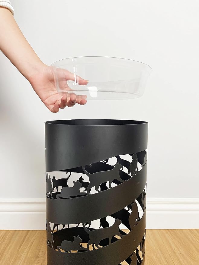 Mango Steam Round Cat Spiral Umbrella Stand 22" Tall, Black