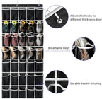 35 Pockets Over the Door Shoe Organizer, Hanging Shoe Organizer for Door with 35 Mesh Pockets Large Capacity Shoe Hanging Storage Bag with 4 Metal Hooks (Black-1Pack)